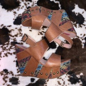 Betsey Johnson leather studded wedges - Size 8